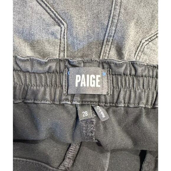 Paige Women's Size 28 Striped Christy Faded Mist Black Denim Jeans Drawstring - Picture 4 of 6